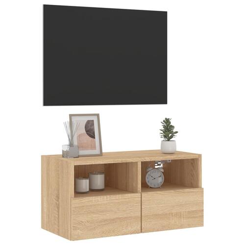 Væghængt tv-bord 60x30x30 cm konstrueret træ sonoma-eg