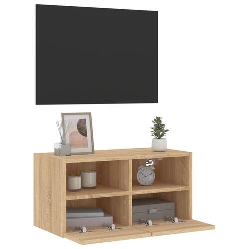 Væghængt tv-bord 60x30x30 cm konstrueret træ sonoma-eg
