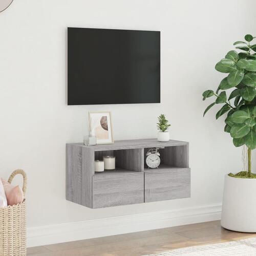 Væghængt tv-bord 60x30x30 cm konstrueret træ grå sonoma-eg