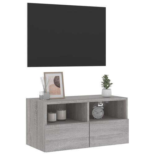 Væghængt tv-bord 60x30x30 cm konstrueret træ grå sonoma-eg
