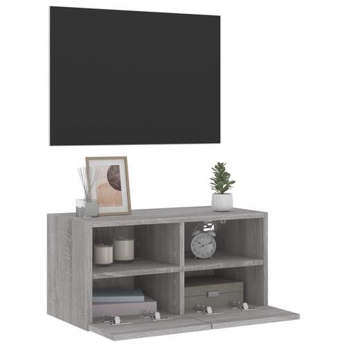 Væghængt tv-bord 60x30x30 cm konstrueret træ grå sonoma-eg