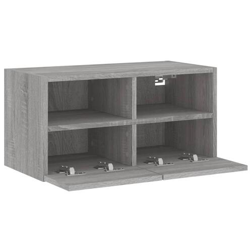 Væghængt tv-bord 60x30x30 cm konstrueret træ grå sonoma-eg
