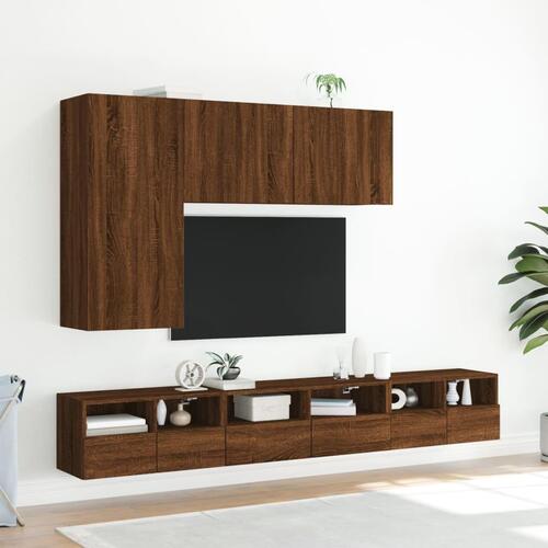 Væghængt tv-bord 60x30x30 cm konstrueret træ brun egetræsfarve