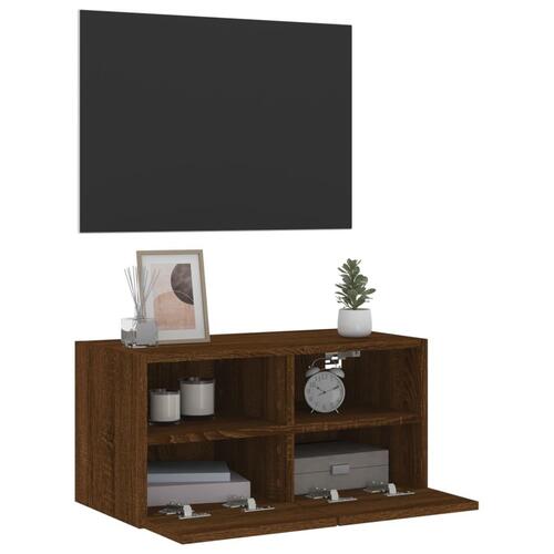 Væghængt tv-bord 60x30x30 cm konstrueret træ brun egetræsfarve