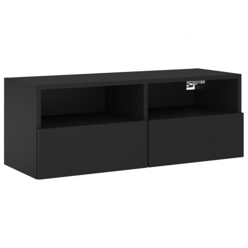 Væghængt tv-bord 80x30x30 cm konstrueret træ sort