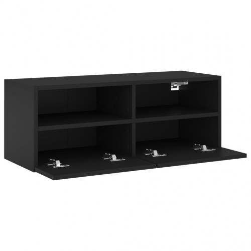 Væghængt tv-bord 80x30x30 cm konstrueret træ sort