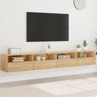 Væghængt tv-bord 2 stk. 100x30x30 cm konstrueret træ sonoma-eg