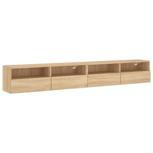 Væghængt tv-bord 2 stk. 100x30x30 cm konstrueret træ sonoma-eg