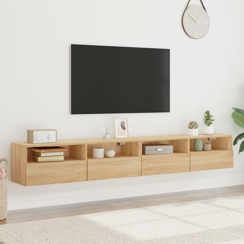 Væghængt tv-bord 2 stk. 100x30x30 cm konstrueret træ sonoma-eg