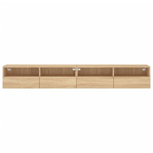 Væghængt tv-bord 2 stk. 100x30x30 cm konstrueret træ sonoma-eg