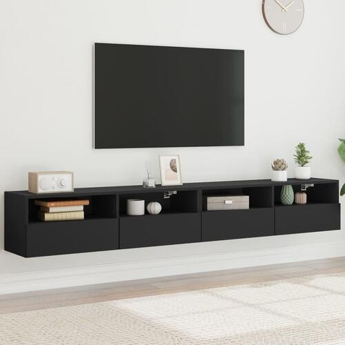 Væghængte tv-borde 2 stk. 100x30x30 cm konstrueret træ sort