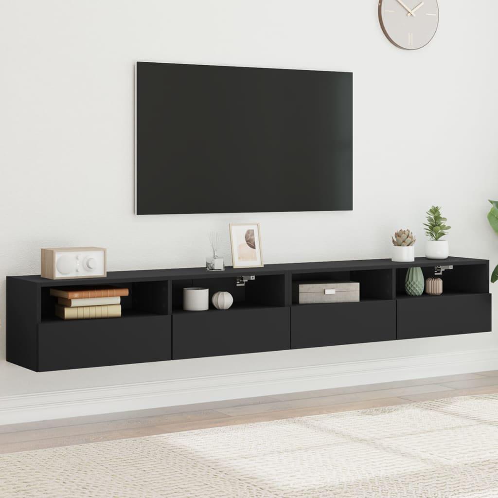 Væghængte tv-borde 2 stk. 100x30x30 cm konstrueret træ sort