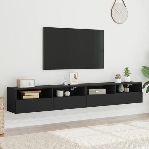 Væghængte tv-borde 2 stk. 100x30x30 cm konstrueret træ sort