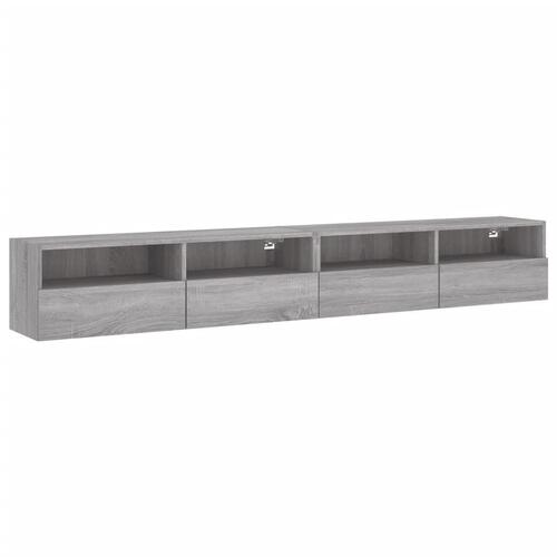 Væghængt tv-bord 2 stk. 100x30x30 cm konstrueret træ grå sonoma