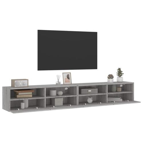 Væghængt tv-bord 2 stk. 100x30x30 cm konstrueret træ grå sonoma