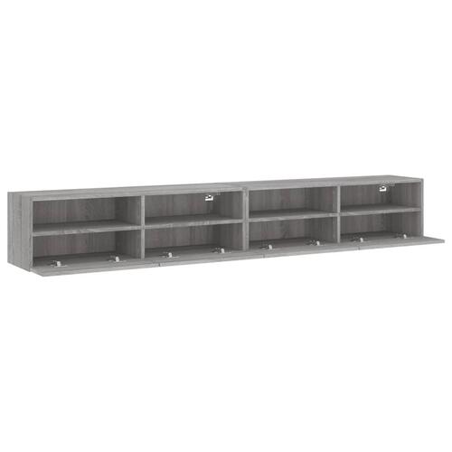 Væghængt tv-bord 2 stk. 100x30x30 cm konstrueret træ grå sonoma