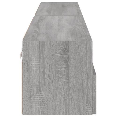 Væghængt tv-bord 2 stk. 100x30x30 cm konstrueret træ grå sonoma