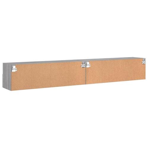 Væghængt tv-bord 2 stk. 100x30x30 cm konstrueret træ grå sonoma