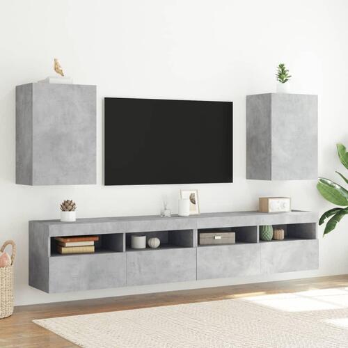 Væghængt tv-bord 40,5x30x60 cm konstrueret træ betongrå