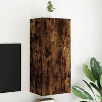 Væghængt tv-bord 40,5x30x90 cm konstrueret træ røget egetræ