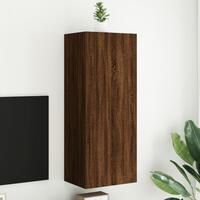 Væghængt tv-bord 40,5x30x102 cm konstrueret træ brunt egetræ