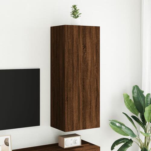 Væghængt tv-bord 40,5x30x102 cm konstrueret træ brunt egetræ