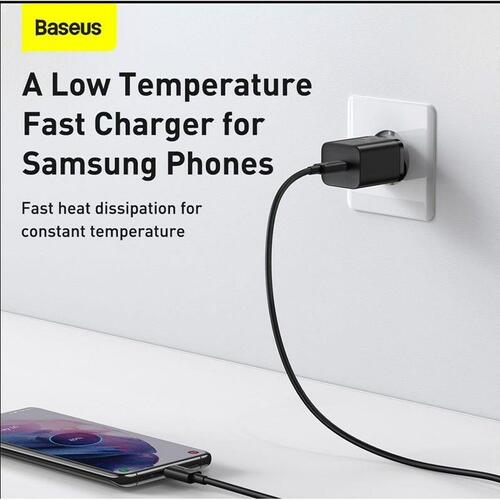 Baseus Super Si vægoplader 25 W med USB‑C kabel - Sort