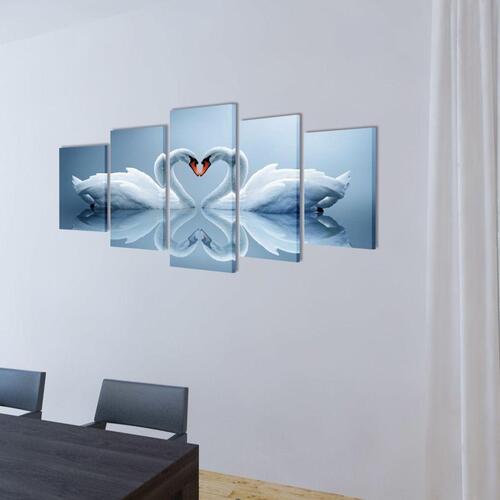 Lærredsbillede 200x100 cm svane sæt