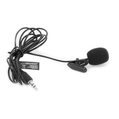 Esperanza EH178 clip-on mikrofon - Sort, 1,5 m kabel