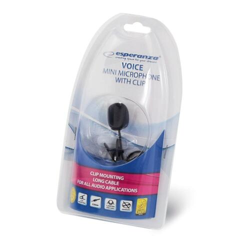 Esperanza EH178 clip-on mikrofon - Sort, 1,5 m kabel