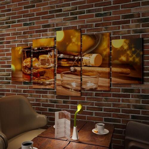 Kanvasbilledsæt whiskey og cigar 100 x 50 cm