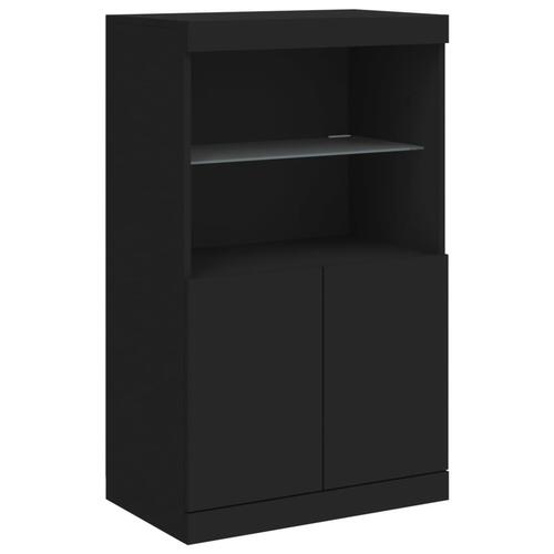 Skænk med LED-lys 60,5x37x100 cm sort