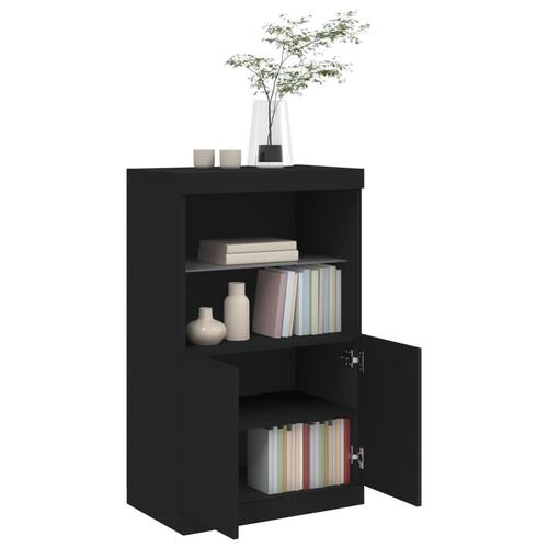 Skænk med LED-lys 60,5x37x100 cm sort