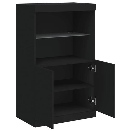 Skænk med LED-lys 60,5x37x100 cm sort