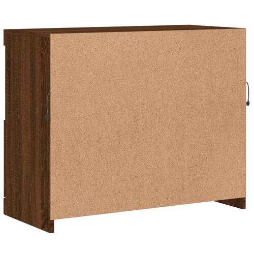 Skænk med LED-lys 81x37x67 cm brun egetræsfarve
