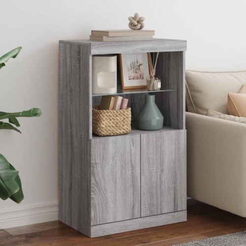 Skænk med LED-lys 60,5 x 37 x 100 cm - grå sonoma-eg