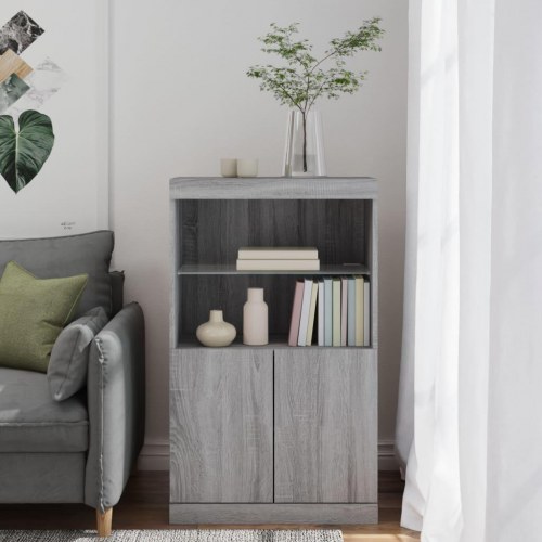Skænk med LED-lys 60,5 x 37 x 100 cm - grå sonoma-eg