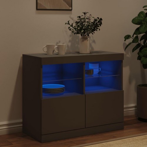 Skænk med LED-lys 81x37x67 cm sort