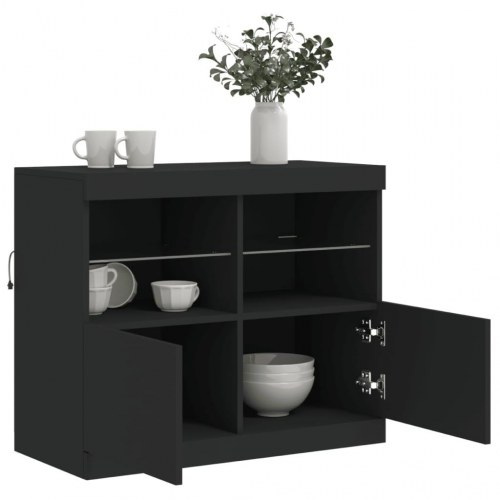Skænk med LED-lys 81x37x67 cm sort