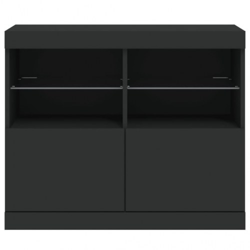 Skænk med LED-lys 81x37x67 cm sort
