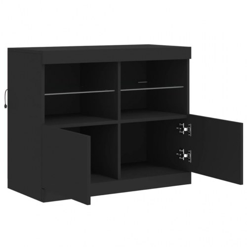 Skænk med LED-lys 81x37x67 cm sort