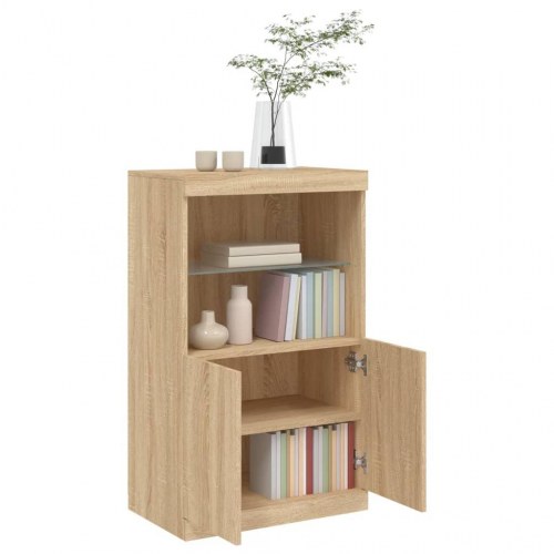Skænk med LED-lys 60,5 x 37 x 100 cm - sonoma-eg