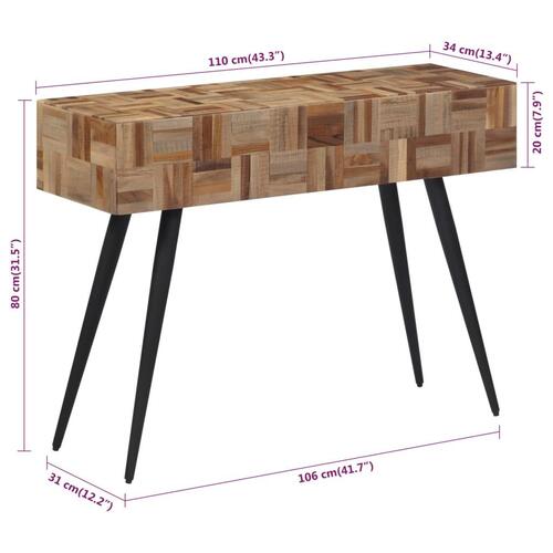 Konsolbord 110x34x80 cm massivt genbrugsteak