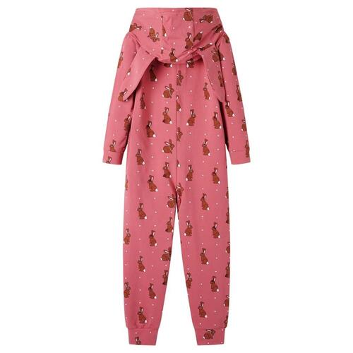 Onesie med hætte til børn str. 116 gammelrosa
