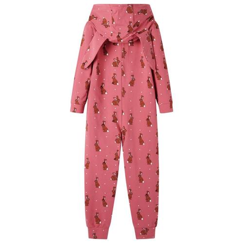 Onesie med hætte til børn str. 92 gammelrosa