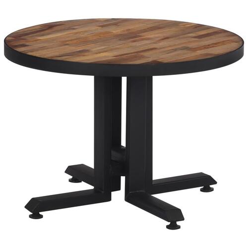 Sofabord Ø55x40 cm rundt massivt genbrugsteak