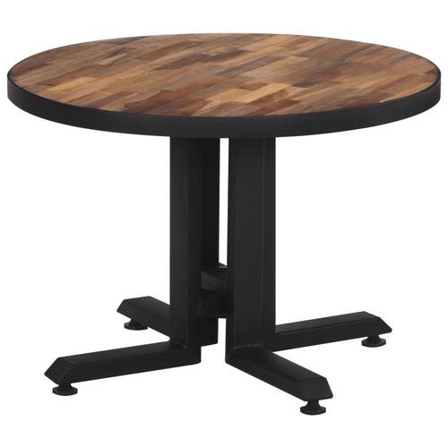 Sofabord Ø55x40 cm rundt massivt genbrugsteak