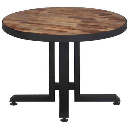 Sofabord Ø55x40 cm rundt massivt genbrugsteak