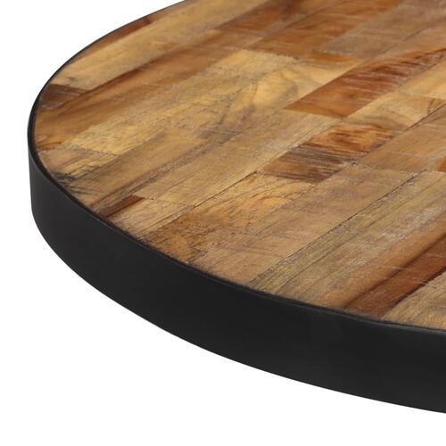 Sofabord Ø55x40 cm rundt massivt genbrugsteak