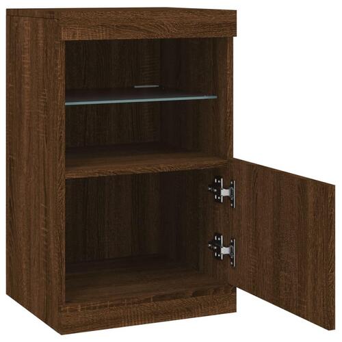 Skænk med LED-lys 41x37x67 cm brun egetræsfarve
